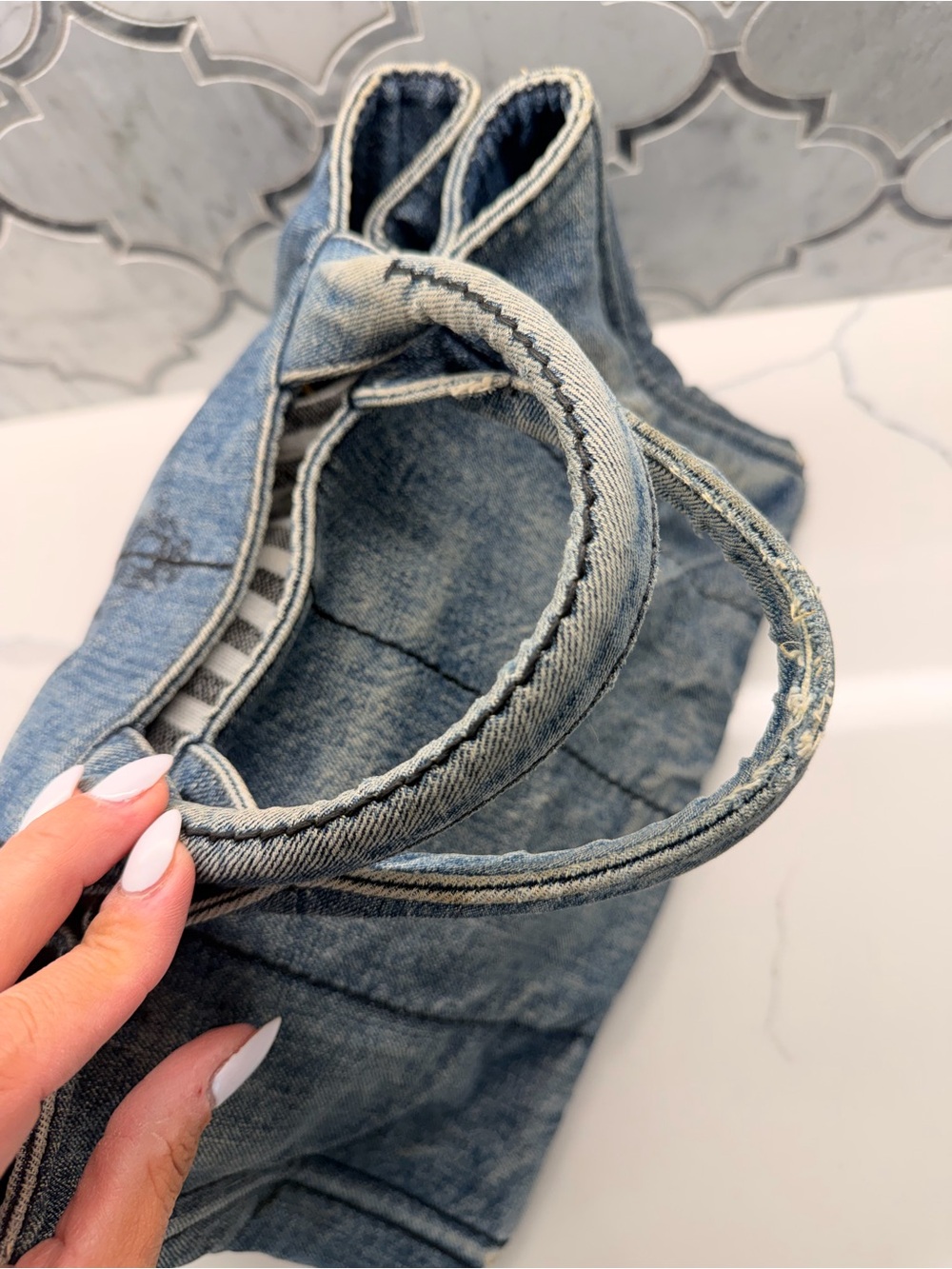Prada Denim Tote in Washed Blue - Picture 4 of 14